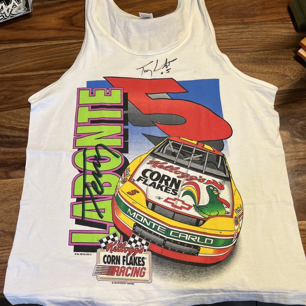 Vintage 90s Terry Labonte Signed Tank Top 1995 Kelloggs Racing NASCAR Large